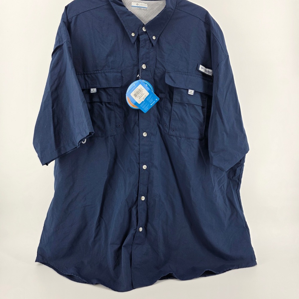 Columbia PFG Bahama II Fishing Shirt Mens 3XT Blue Short Sleeve (728)